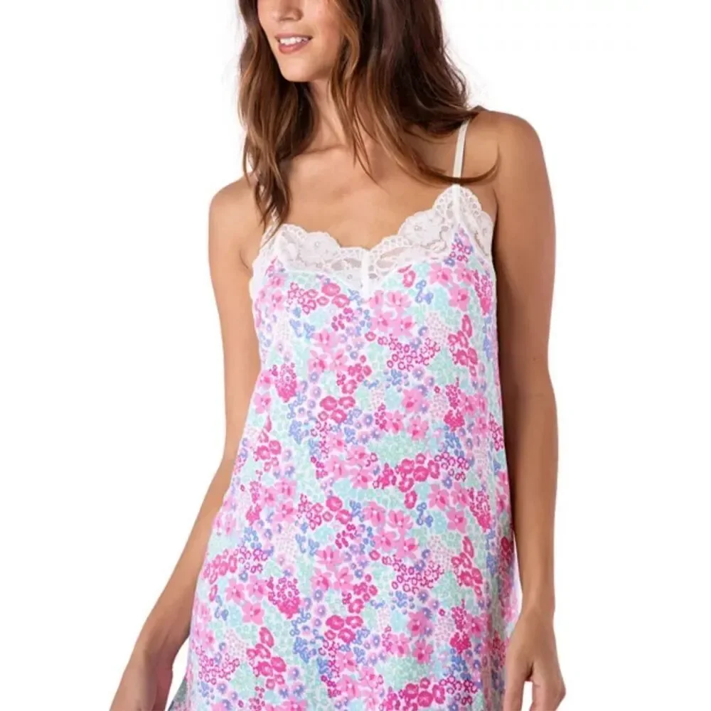 PJ Salvage x Ramy NWT Brook Beach Floral Boutique Modal Lace Trim Chemise Small